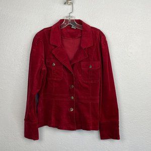 JKLA California Women's Y2K Burgundy Corduroy 4 Button Jacket - Size XL